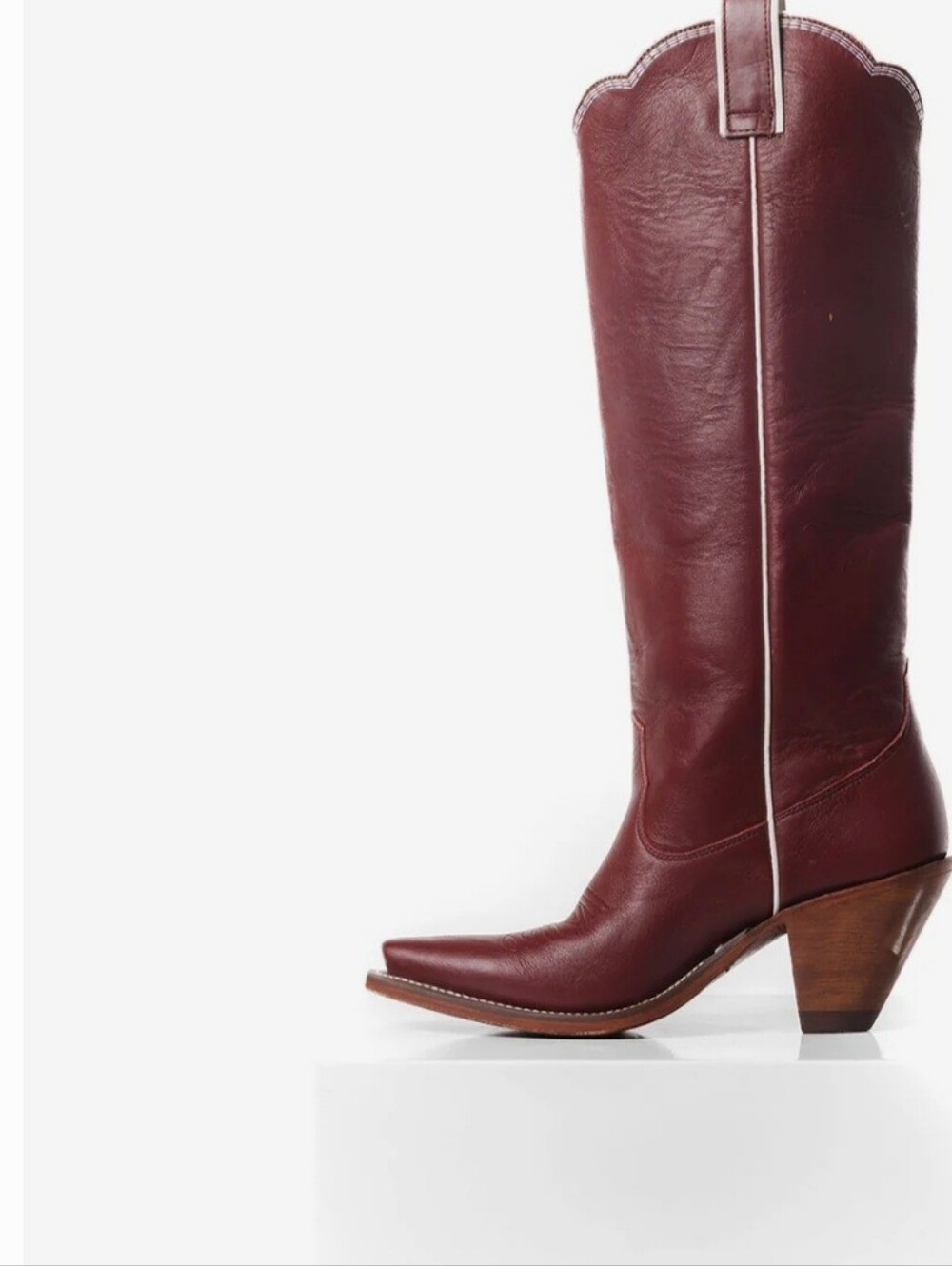 Women’s Burgundy Embroidered Cowboy Boots. Never Worn - Picture 9 of 10